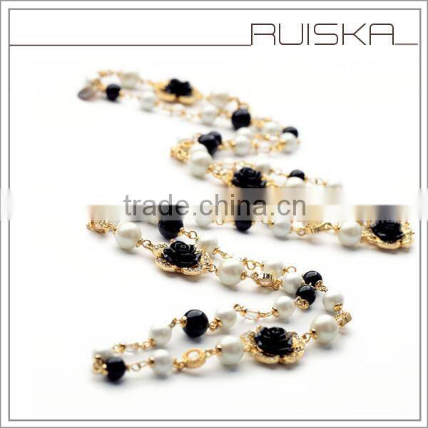 Double Layered With Flower Latest Design Pearl Necklace