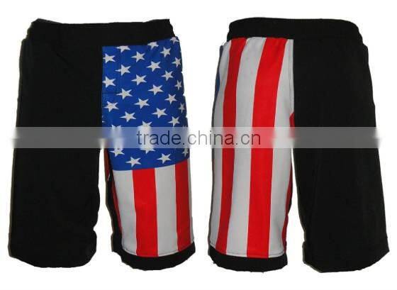 MMA short with Flag USA Front Back
