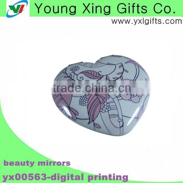 Aluminum digital pretty heart shape pocket mirror