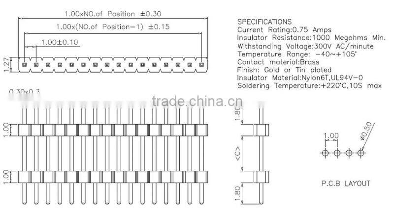 1.0mm pitch double housing straight Pin header connector
