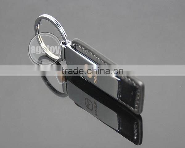 Japan Automobile Sales Servicshop 4S Custom Promotional Rectangle Black Leather And Metal Key Chain For Car