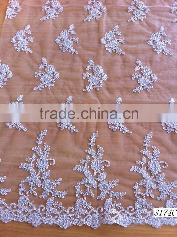 Best price high quality african cord lace fabric for wedding dresses
