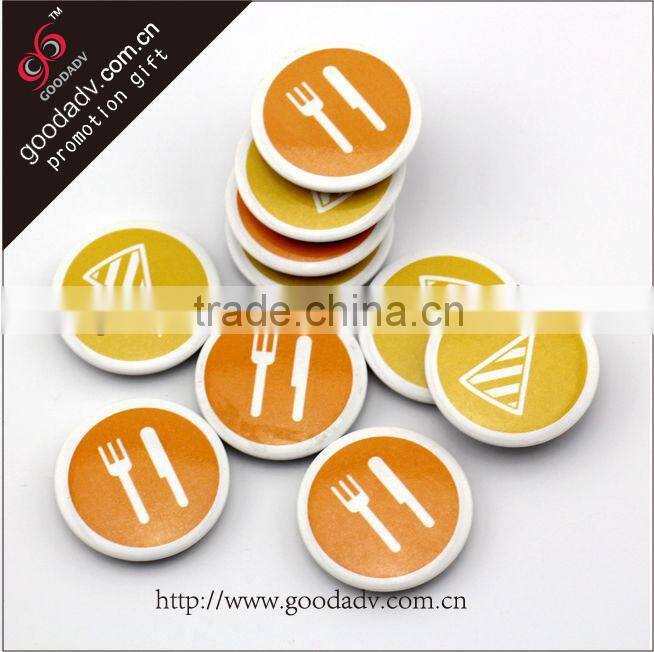 Good quality advertising custom make tin fridge magnet sticker