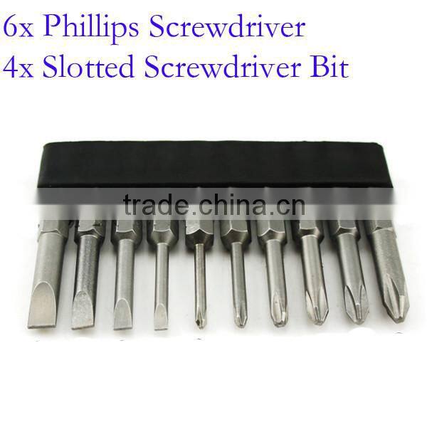 6Pcs Cross Phillips Screwdriver Bit+4pcs Slotted Screwdriver Bit Electric screwdriver Bits 50mm length AR-19