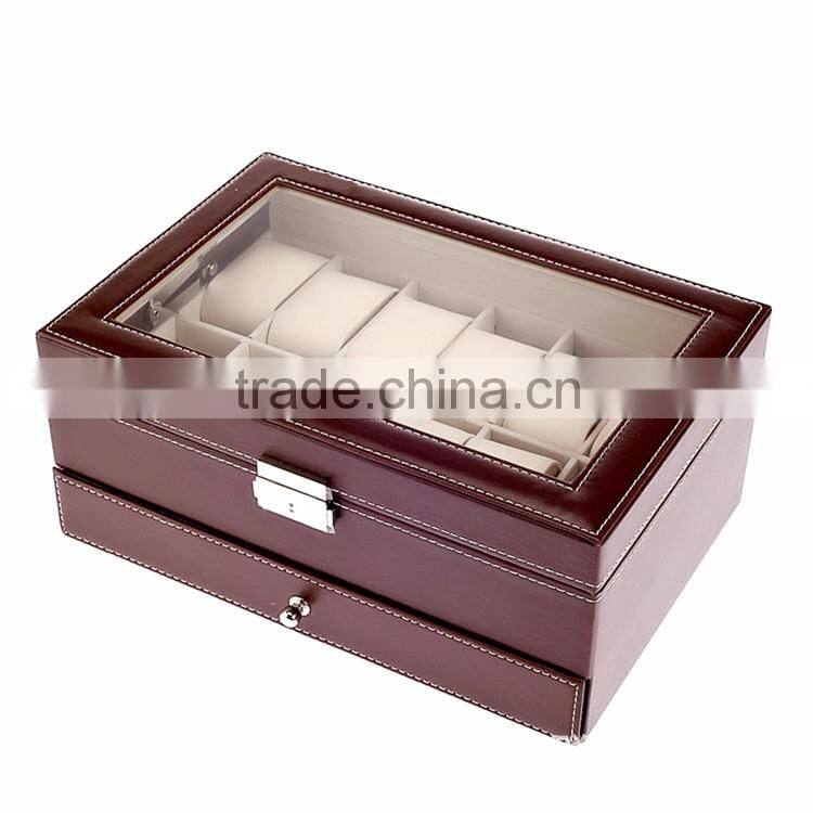 Custom PU leather Wooden Men Wrist Watch Storage Box Wholesale.