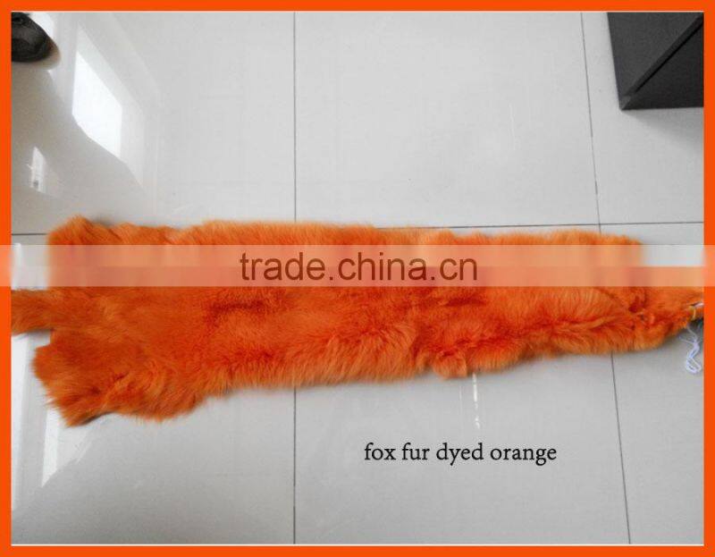 Fox fur skins dyed in different colors