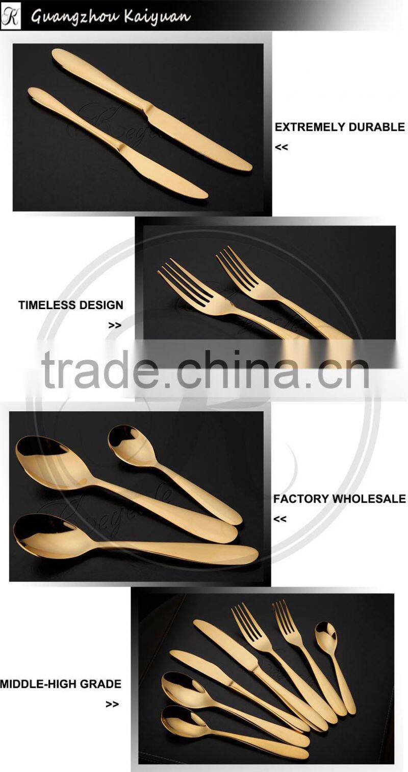 Yellow gold cutlery,dubai tableware,gold plated dinner set