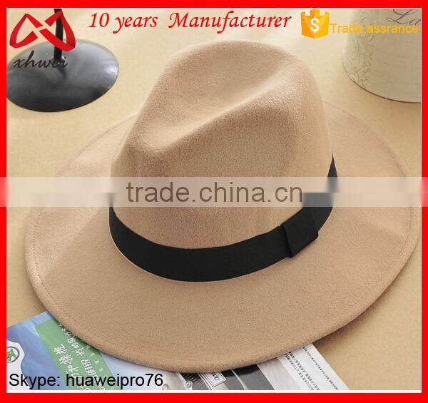 Multi-colors cheap plain blank wide brim wool felt fedora hat fashion custom