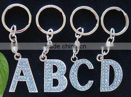 Custom crystal metal alphabet keychain, letter keychain