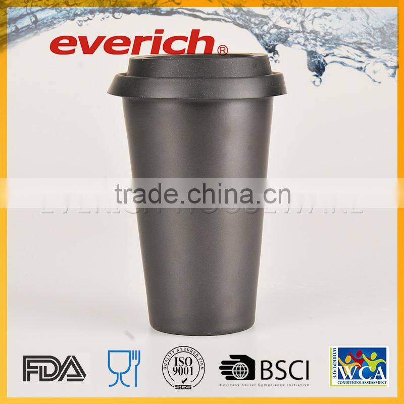 Promotional custom plain 250ml double wall ceramic mug