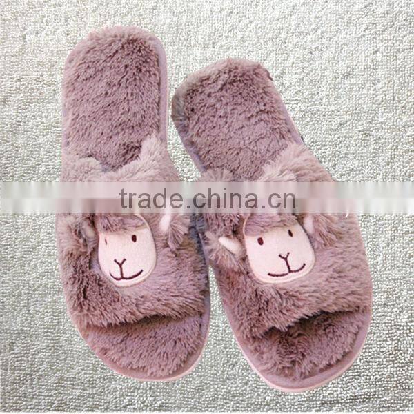 Hot-selling three-color roll plush bow women's winter home indoor slippers soft outsole cotton-padded slippers