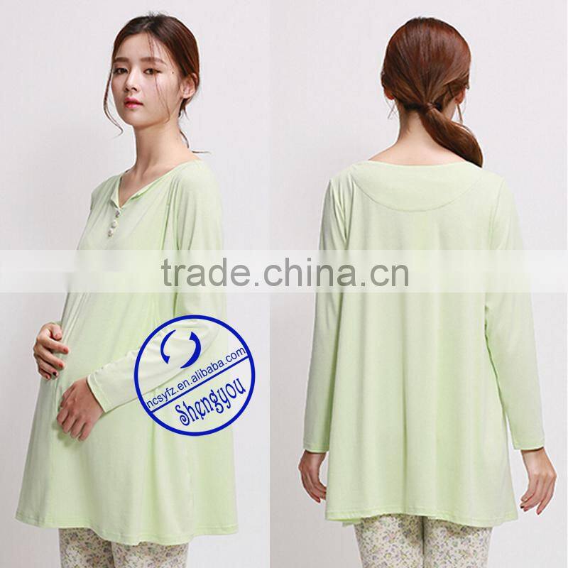 Custom made 100% pima cotton high quality long sleeve nursing wears