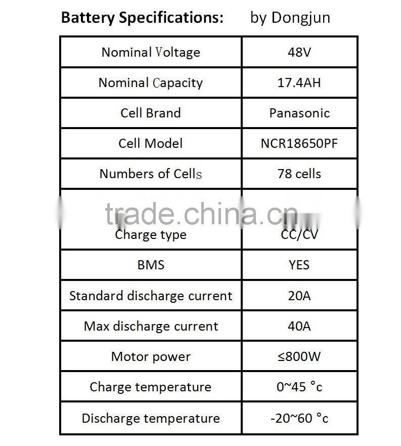 48V17.4AH Ebike Battery Pack(Silver Fish case) with branded 18650 cells for electric bike