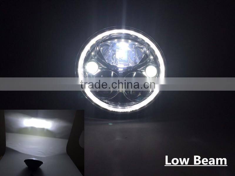 7" Round Chrome Full LED Halo Projector Headlights Lamps Wrangler TJ, JK, CJ, Harley Motorcycle bike