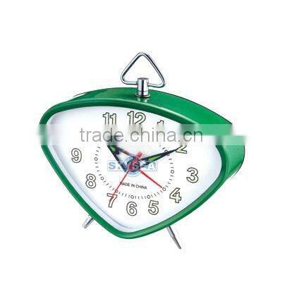 Triangle metal case mechanical alarm clock, decorative clock, table clock