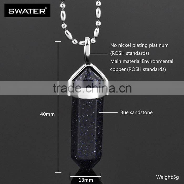 New 2016 Products Blue Gemstone Black Beads Necklace