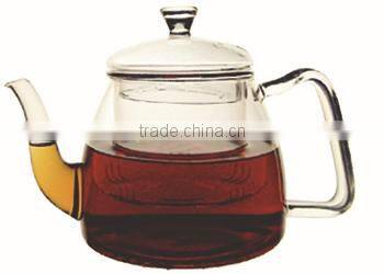 Heat resistant pyrex clear glass tea pot with glass filter with FDA