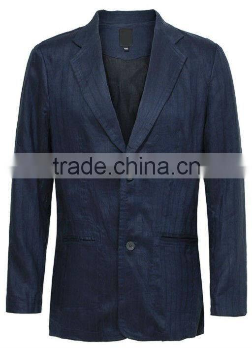 High Quality 100% Linen Man's Back Vent Slim Semi-Formal Suits