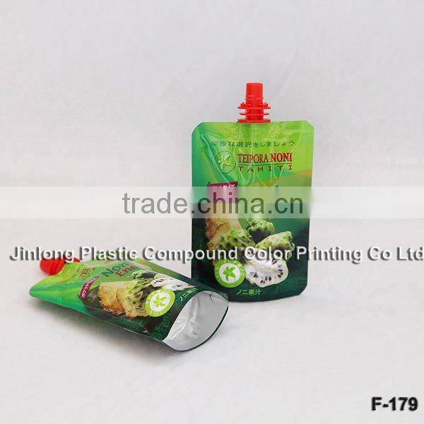 Customized colorful liquid stand up spout, pouch with spout