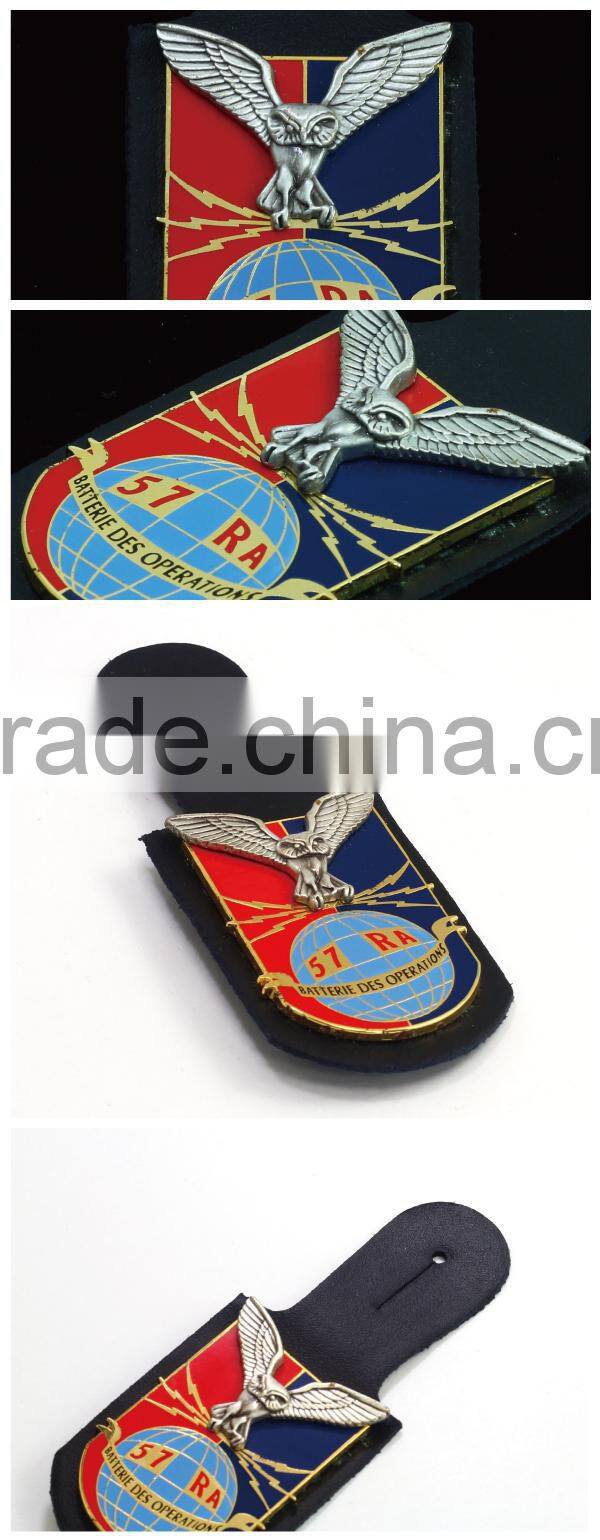 Personalized leather owl shape pin badge