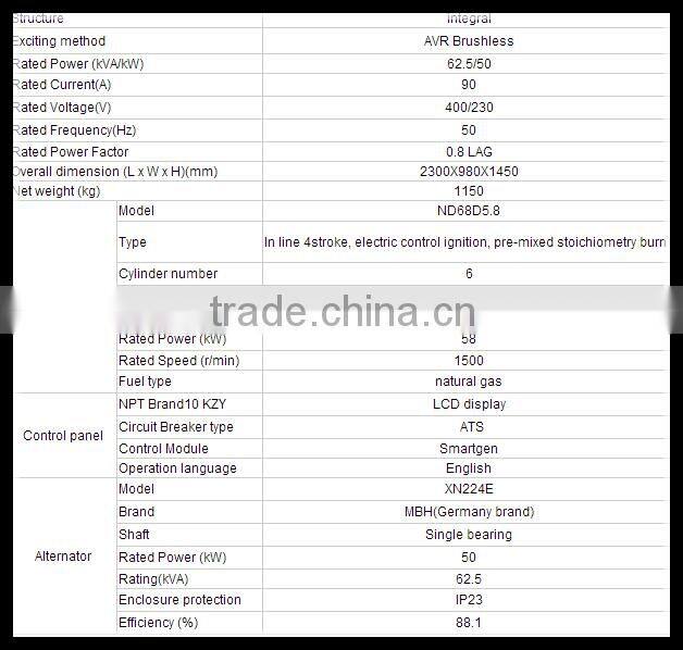 China hot sale biogass power gensets
