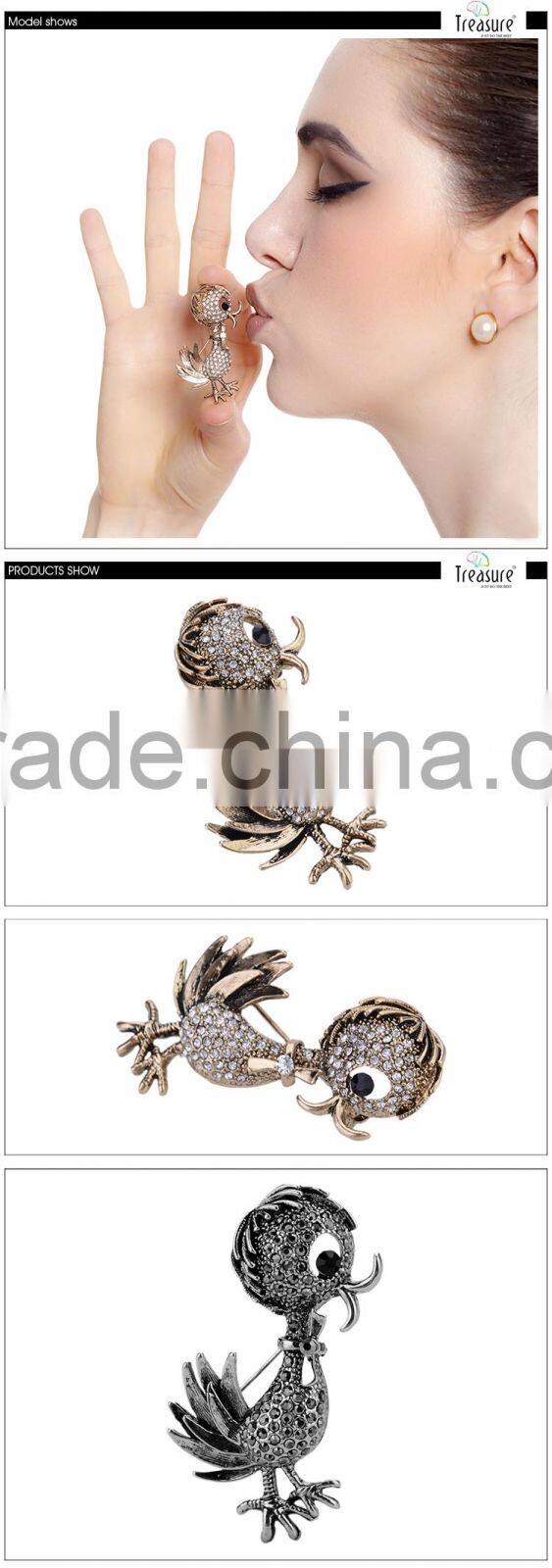 Christmas present gun black and golden duck alloy and rhinestone brooch jewelry for women and men