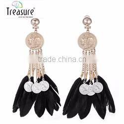 Fashion jewelry hot selling big cross black sheet golden alloy drop earring