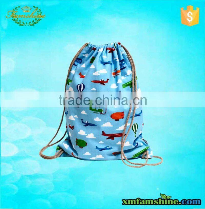 customized cute polyester kids drawstring bag