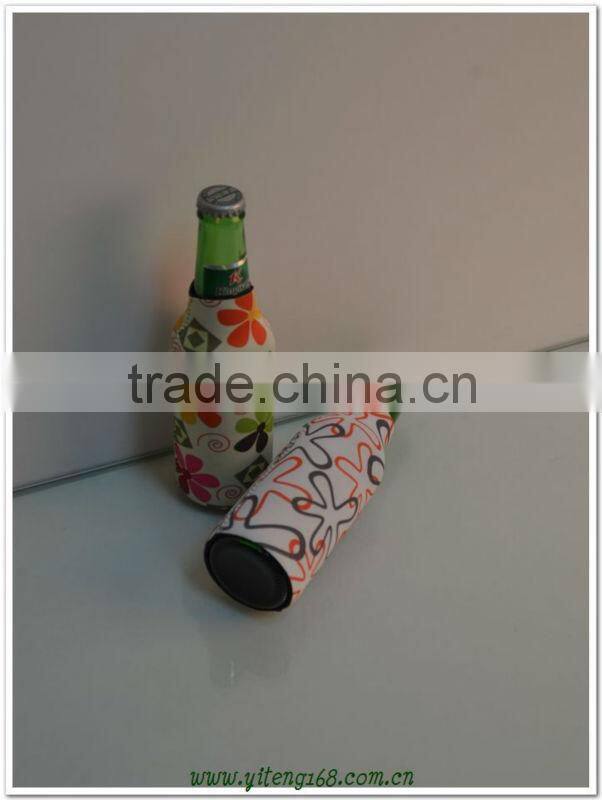 Zipper neoprene bottle cover with heat trandfer printing