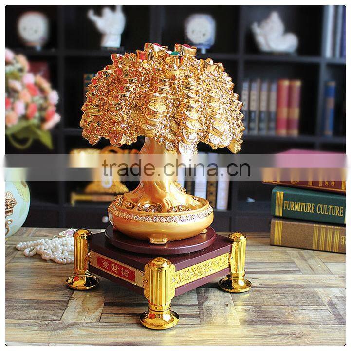 Golden Color Resin Money tree with Chinese Coin