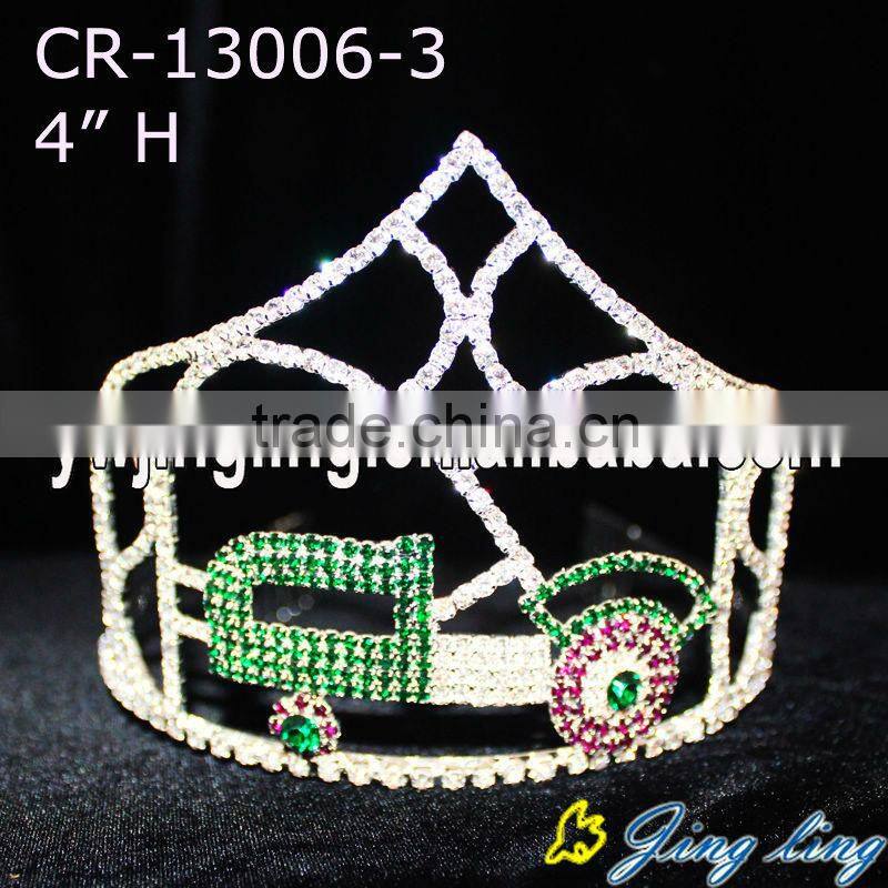 group green rhinestone tractor tiara for pageant one set crown