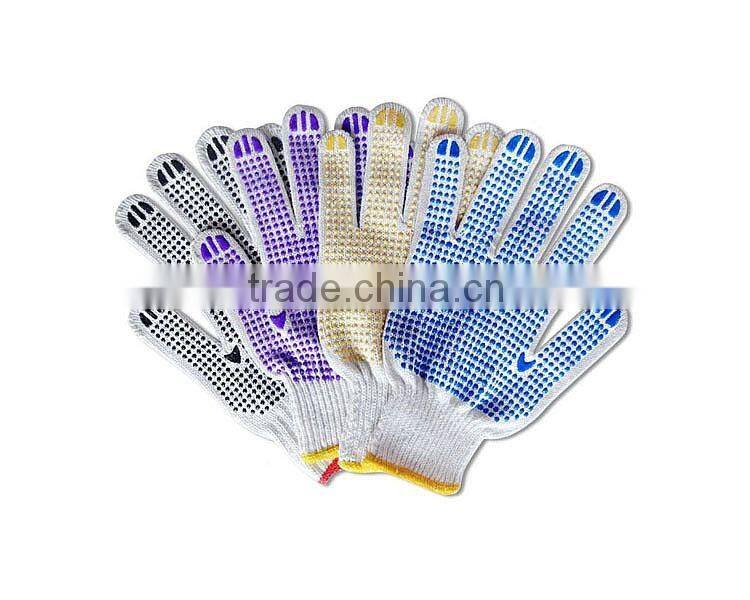 Single side yellow PVC dotted cotton glove,cotton glove for working