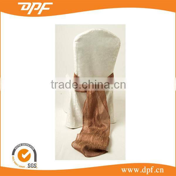 hotel hot sale 100% polyester wedding ruffle chair covers and sashes