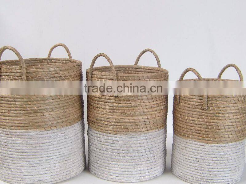 High quality best selling 2016 water hyacinth with fabric rectangle storage basket