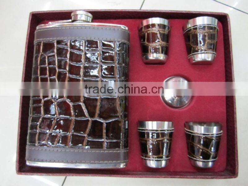 9oz and 18oz hip flask add to four cups and a Funnel in gift set box