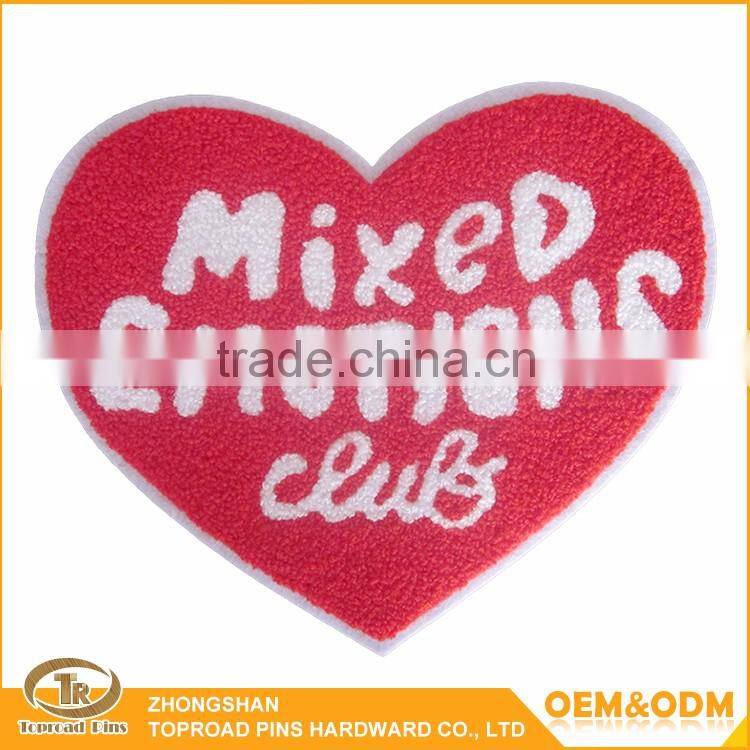 Wholesale clothes patches embroidered custom leatter design soft towel chenille patches letters