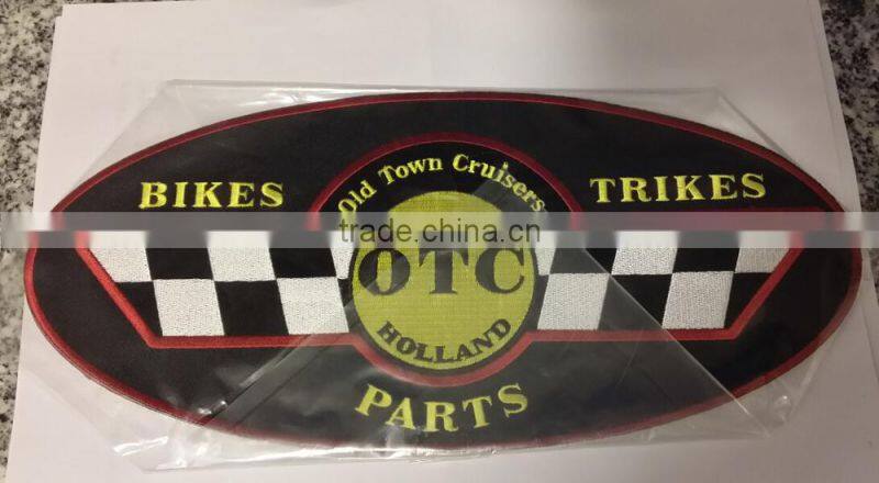 cheap custom fabric embroidery named patches with self-adhesive ( hot cut edge )