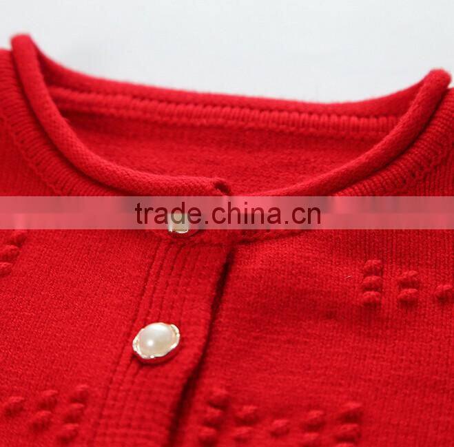 New design cardigan computer knitted sweater lace hem for big Girls