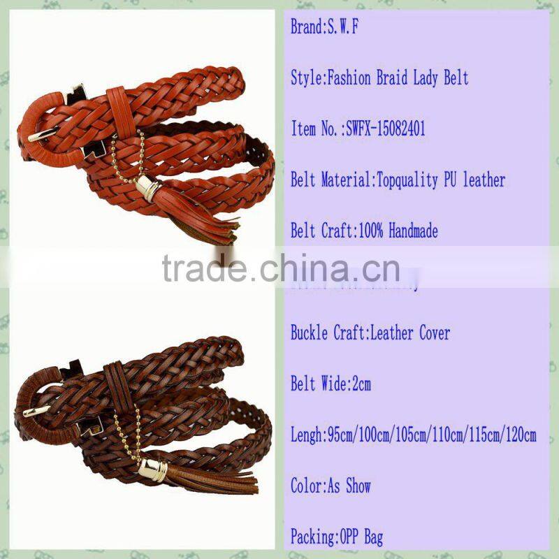 2015 Fashion 100% Handmade Braid Lady Belt With Tassels