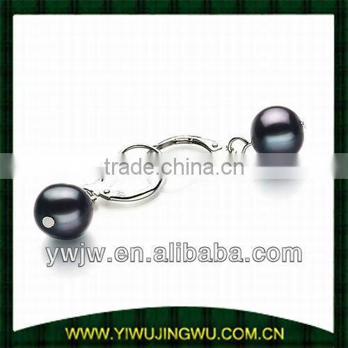 2013 latest fashion black pearl earring with diamond(JW-G6059)