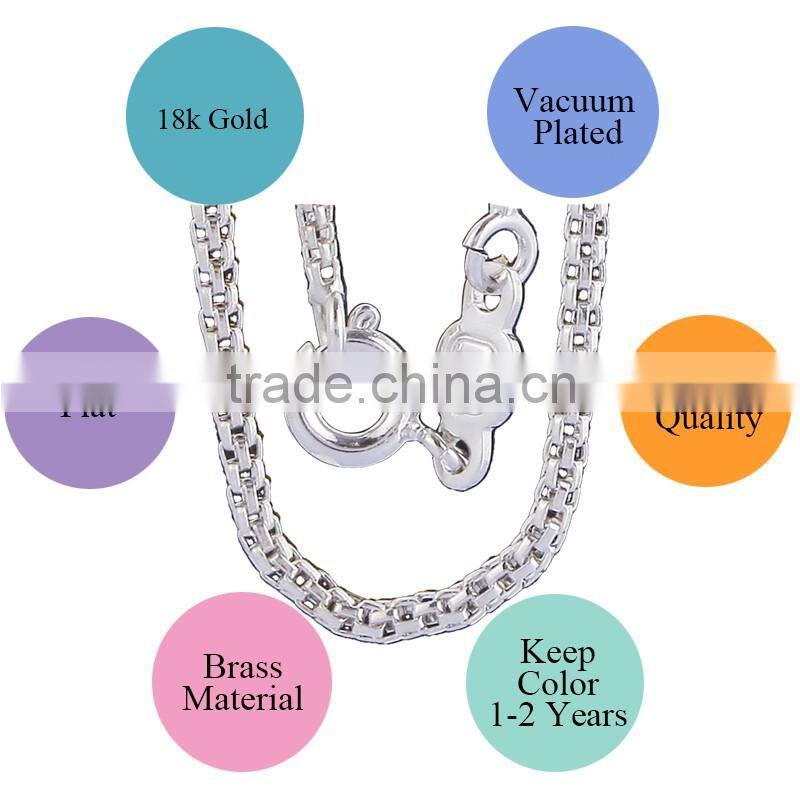 ATHENAA Mesh Chains Men White Gold Necklace 1.5MM 45CM New Style Jewelry Trendy Necklaces For Men