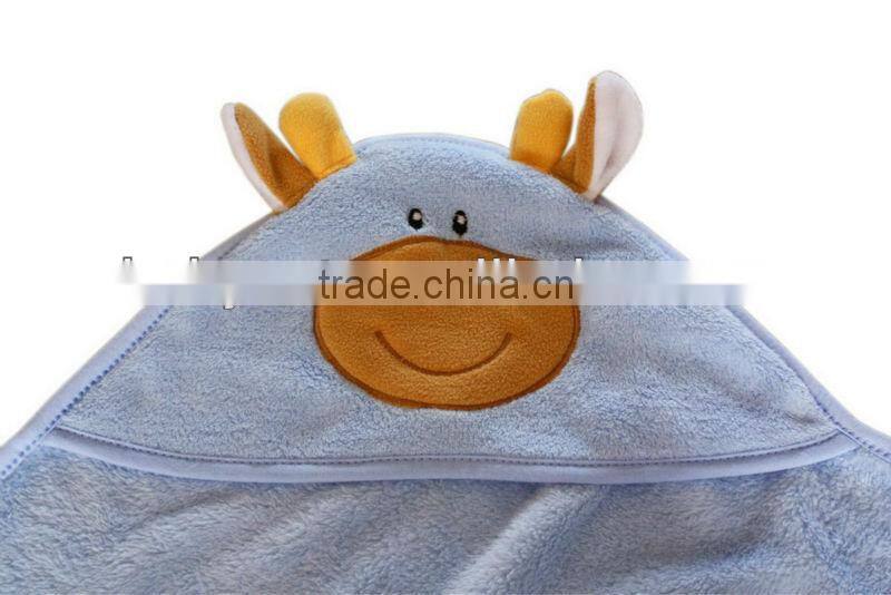 Soft touch warm with hood baby blanket with applique for wholesale
