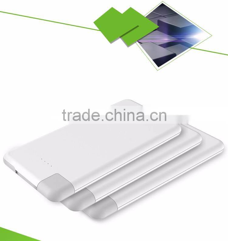 2016 Ultra-slim 6mm credit card size super Slim Credit Card Business card built-in cable portable Power Bank 4000mAh