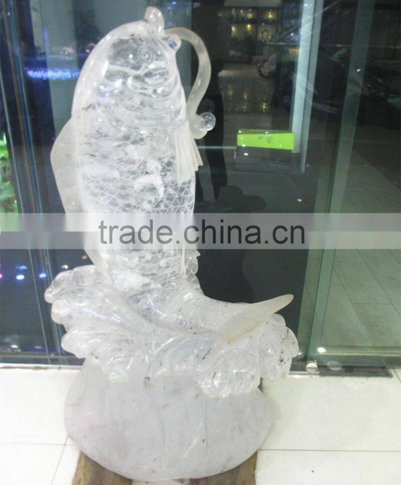 Animal design fish shaped transparent crystal fish crystal carving fish