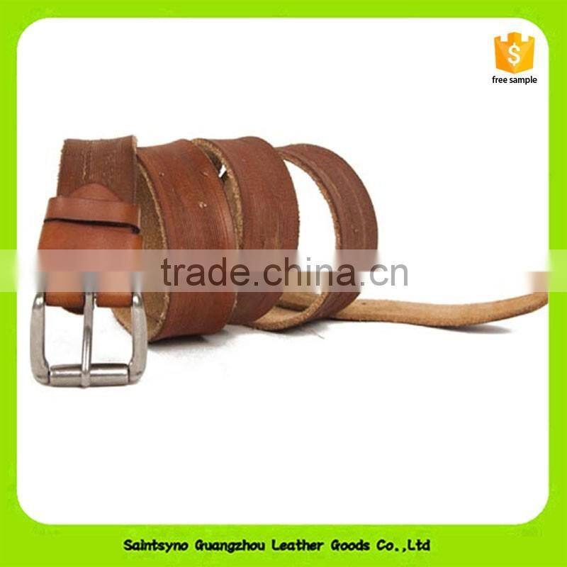 China leather factory luxury cross pattern leather belt men 16234