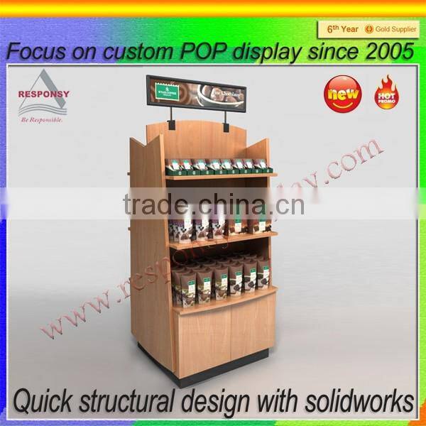 Free standing supermarket food area cookies and chocolate display shelf
