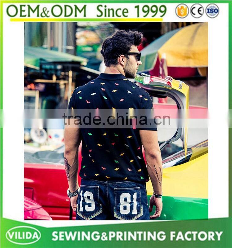 Europe style big size polo shirt for fat men's wholesale full printing polo shirt