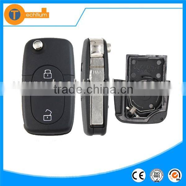 2 butotn key with big battery place and logo flip car key cover shell case fob blank for vw jetta bora polo golf mk4