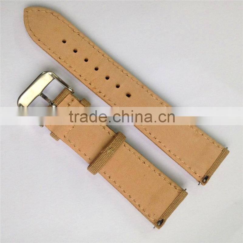 Quick Release Leather Canvas Watch Band Removeable
