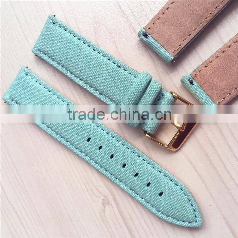 Canvas Cotton Leather Custom 21mm Watch Strap